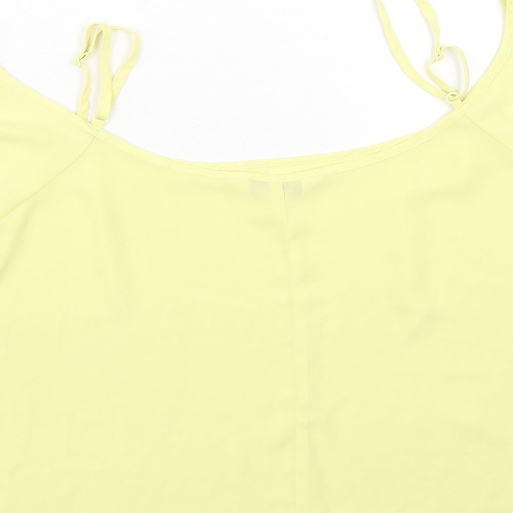 Miss Selfridge Womens Yellow Polyester Basic Tank Size 14 Square Neck - Cold Shoulder