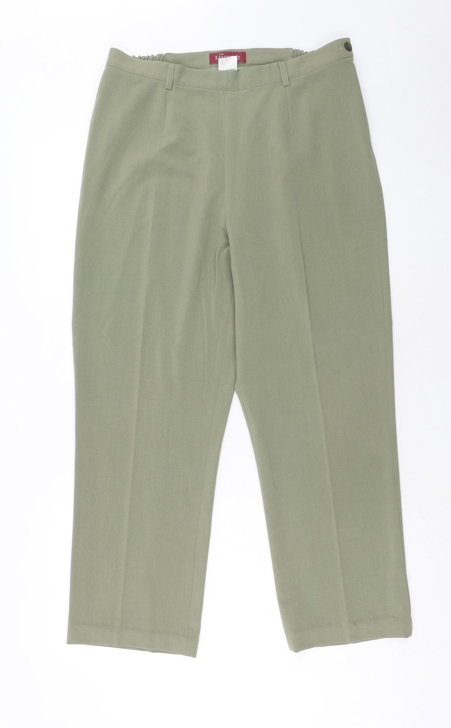 Essential Womens Green Polyester Trousers Size 16 Regular Button