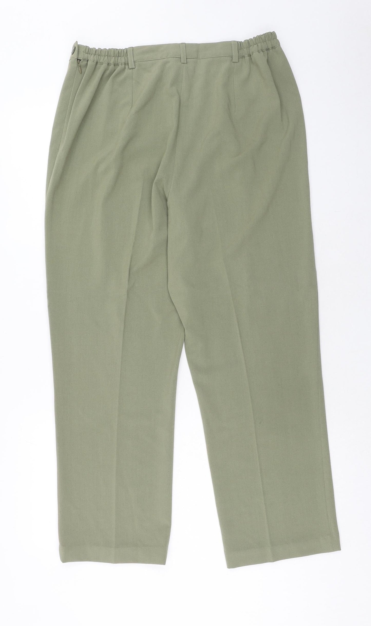 Essential Womens Green Polyester Trousers Size 16 Regular Button