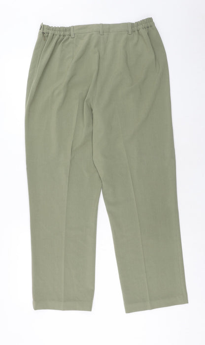 Essential Womens Green Polyester Trousers Size 16 Regular Button