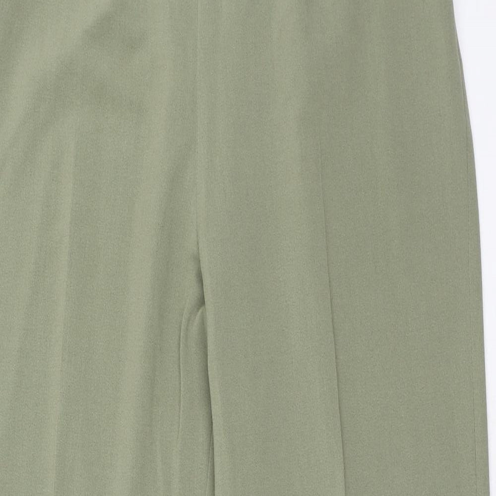 Essential Womens Green Polyester Trousers Size 16 Regular Button