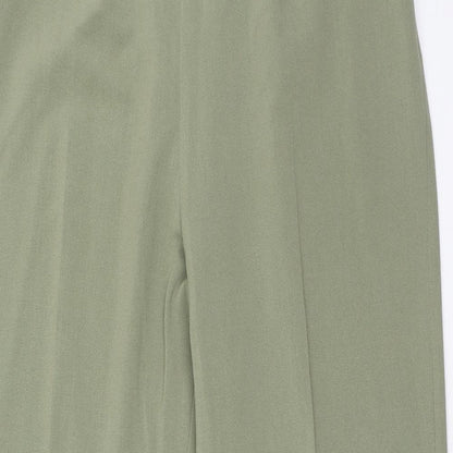 Essential Womens Green Polyester Trousers Size 16 Regular Button