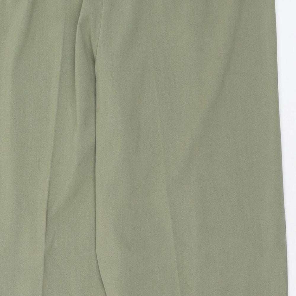 Essential Womens Green Polyester Trousers Size 16 Regular Button