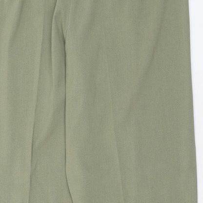 Essential Womens Green Polyester Trousers Size 16 Regular Button