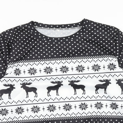 Preworn Womens Black Fair Isle Polyester Pullover Sweatshirt Size L Pullover