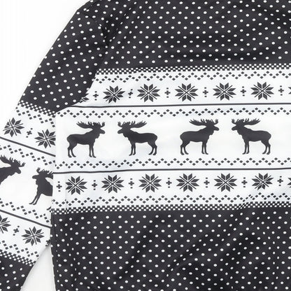 Preworn Womens Black Fair Isle Polyester Pullover Sweatshirt Size L Pullover