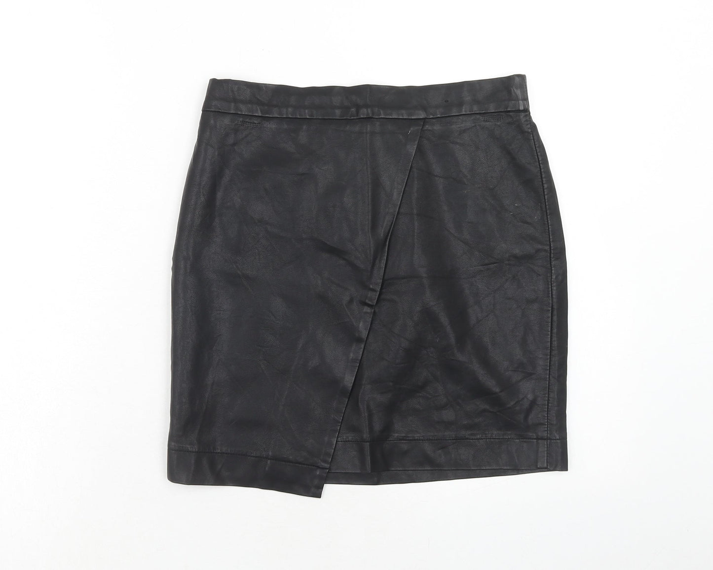 F&F Womens Black Polyurethane Straight & Pencil Skirt Size 6