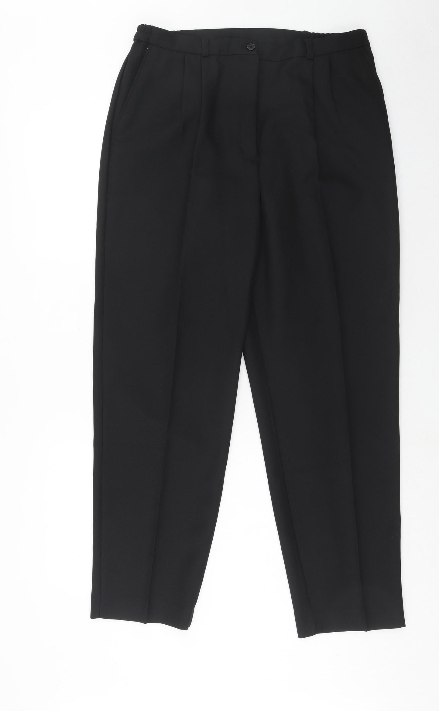 Daxon Womens Black Polyester Trousers Size 18 Regular Zip
