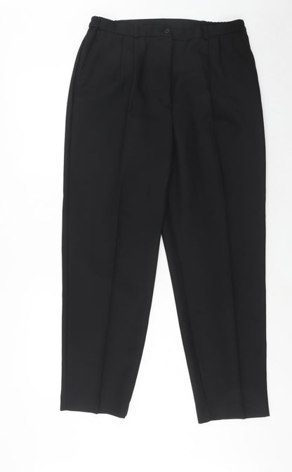 Daxon Womens Black Polyester Trousers Size 18 Regular Zip