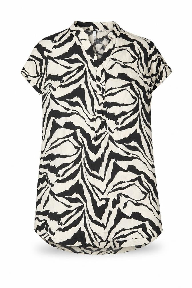 H&M Womens Brown Geometric Viscose Shirt Dress Size S V-Neck Pullover