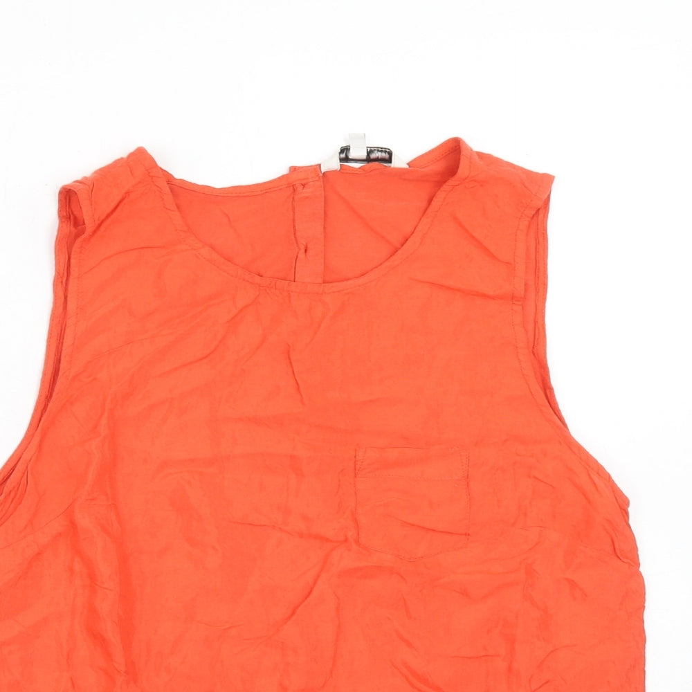 New Look Womens Orange Viscose Basic Tank Size 10 Round Neck
