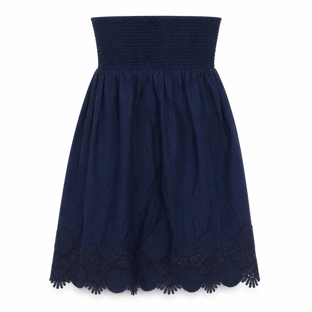 NEXT Womens Blue Cotton A-Line Size 10 Off the Shoulder Pullover - Lace Details