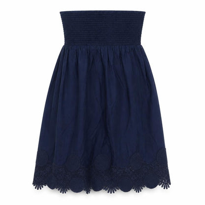 NEXT Womens Blue Cotton A-Line Size 10 Off the Shoulder Pullover - Lace Details
