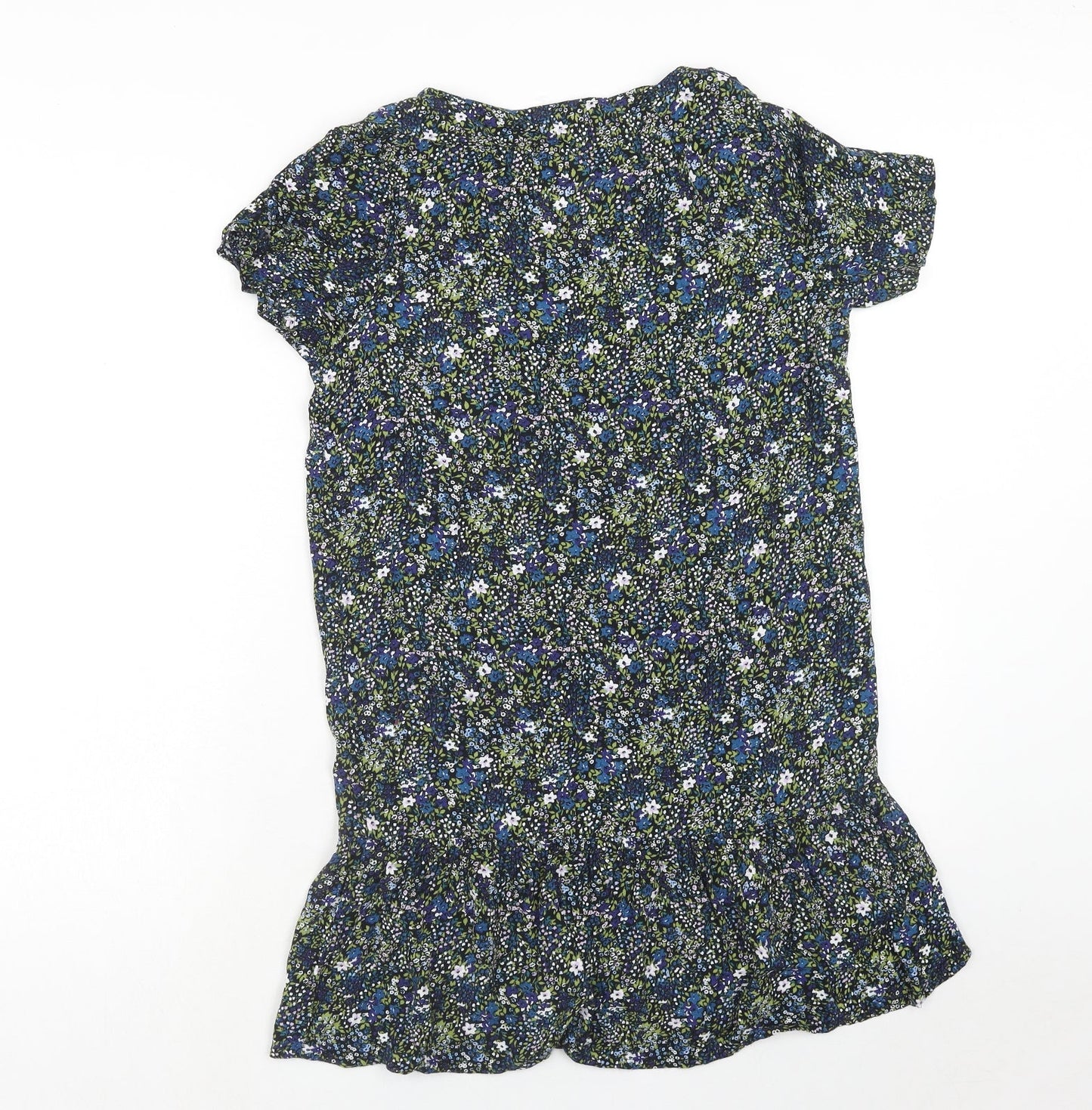 Jack Wills Womens Blue Geometric Viscose A-Line Size 8 V-Neck Pullover