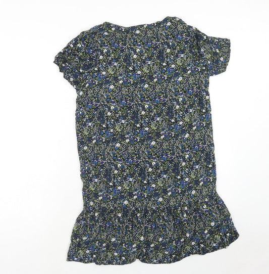 Jack Wills Womens Blue Geometric Viscose A-Line Size 8 V-Neck Pullover