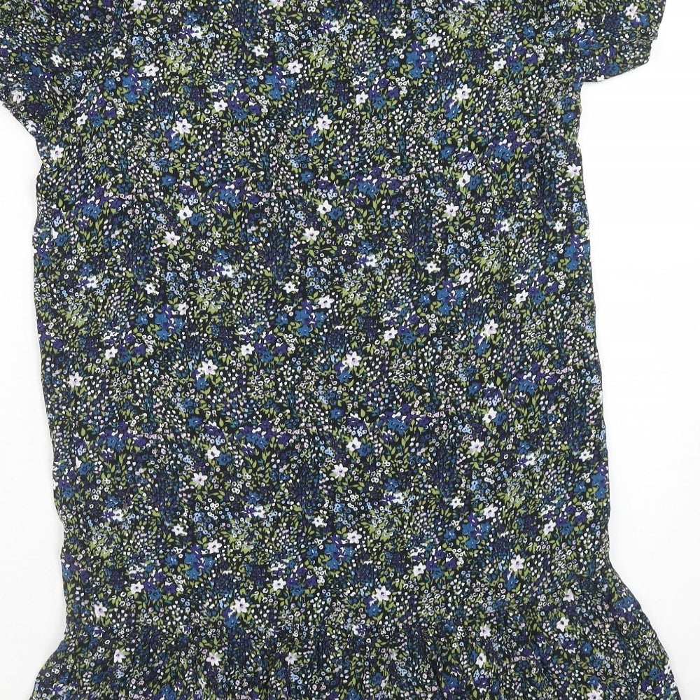 Jack Wills Womens Blue Geometric Viscose A-Line Size 8 V-Neck Pullover