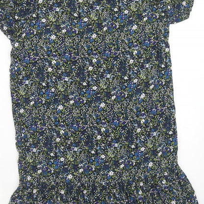 Jack Wills Womens Blue Geometric Viscose A-Line Size 8 V-Neck Pullover