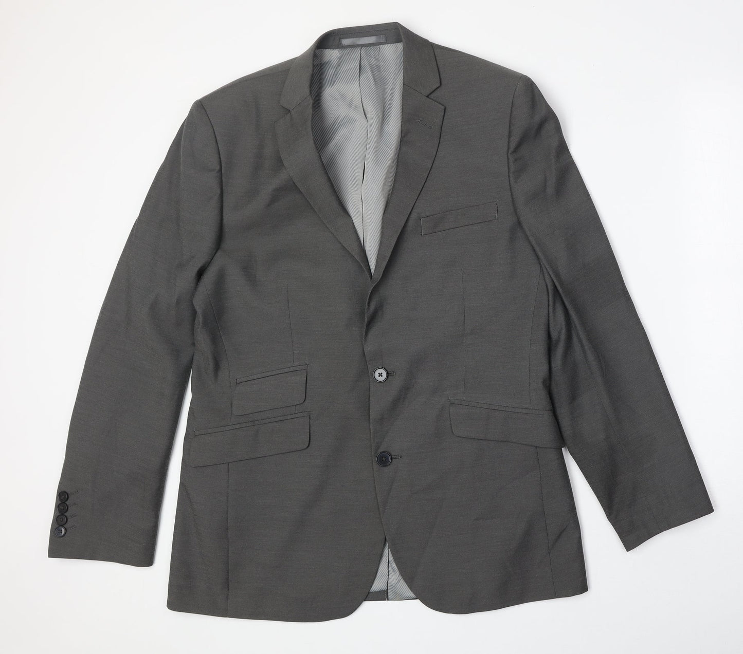 F&F Mens Grey Polyester Jacket Suit Jacket Size 40 Regular