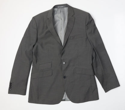 F&F Mens Grey Polyester Jacket Suit Jacket Size 40 Regular