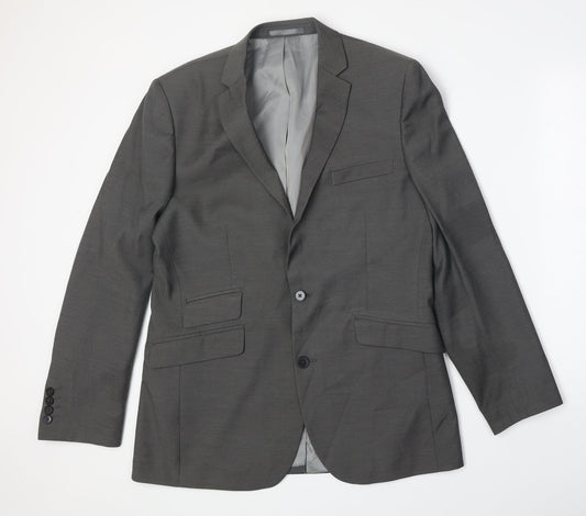 F&F Mens Grey Polyester Jacket Suit Jacket Size 40 Regular