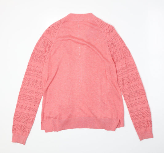 TU Womens Pink V-Neck Polyester Cardigan Jumper Size 12