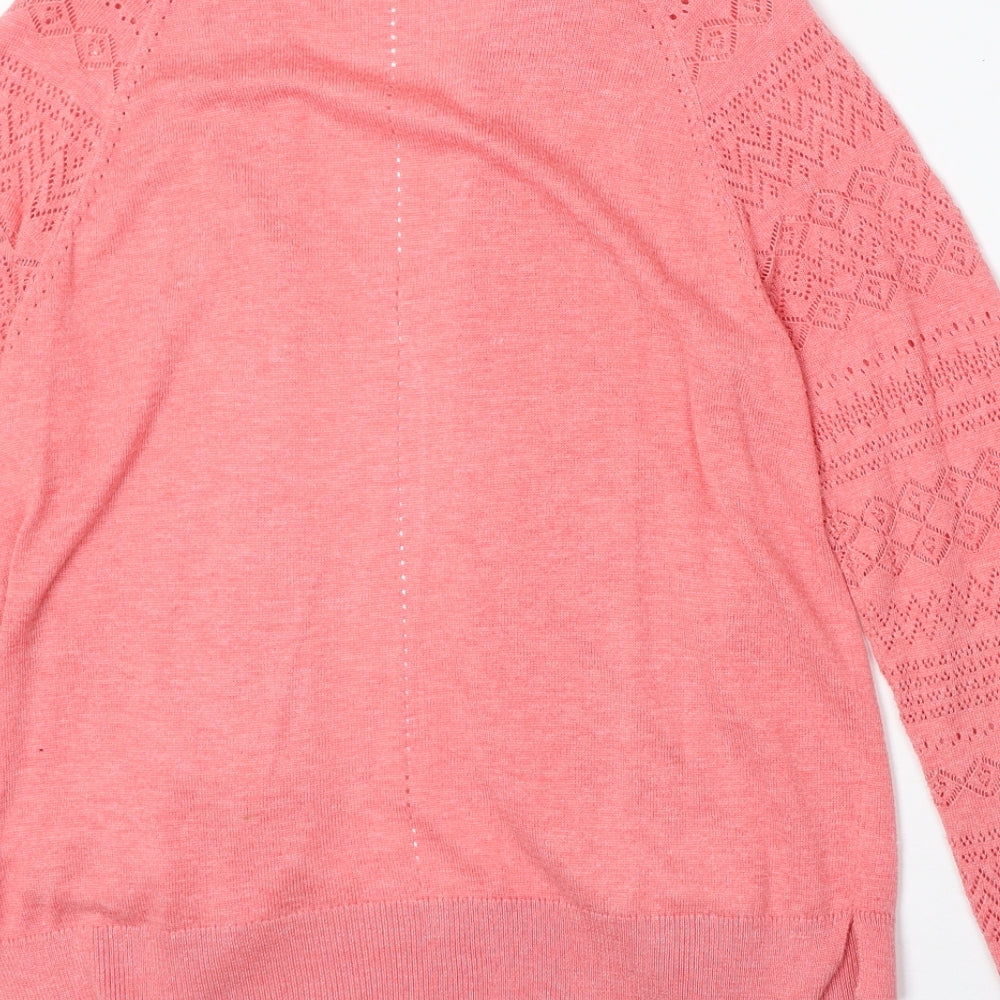 TU Womens Pink V-Neck Polyester Cardigan Jumper Size 12