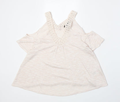 Womens UK Size 8 New Look Pink Basic T-Shirt