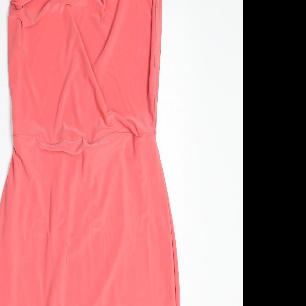 PRETTYLITTLETHING Womens Pink Polyester Shift Size 12 Cowl Neck Pullover - Open Back