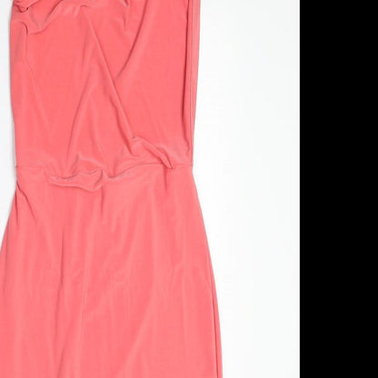 PRETTYLITTLETHING Womens Pink Polyester Shift Size 12 Cowl Neck Pullover - Open Back