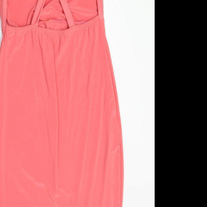 PRETTYLITTLETHING Womens Pink Polyester Shift Size 12 Cowl Neck Pullover - Open Back