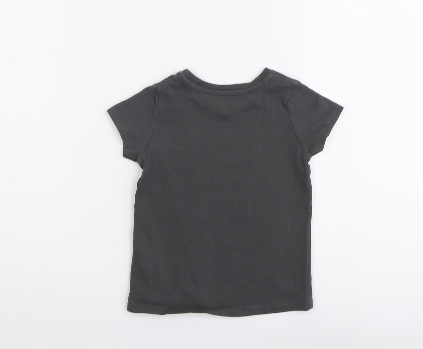 Nutmeg Girls Grey Cotton Basic T-Shirt Size 2 Years Round Neck Pullover - Grandad I'll Always Look Up To You
