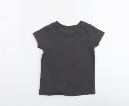 Nutmeg Girls Grey Cotton Basic T-Shirt Size 2 Years Round Neck Pullover - Grandad I'll Always Look Up To You