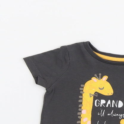 Nutmeg Girls Grey Cotton Basic T-Shirt Size 2 Years Round Neck Pullover - Grandad I'll Always Look Up To You