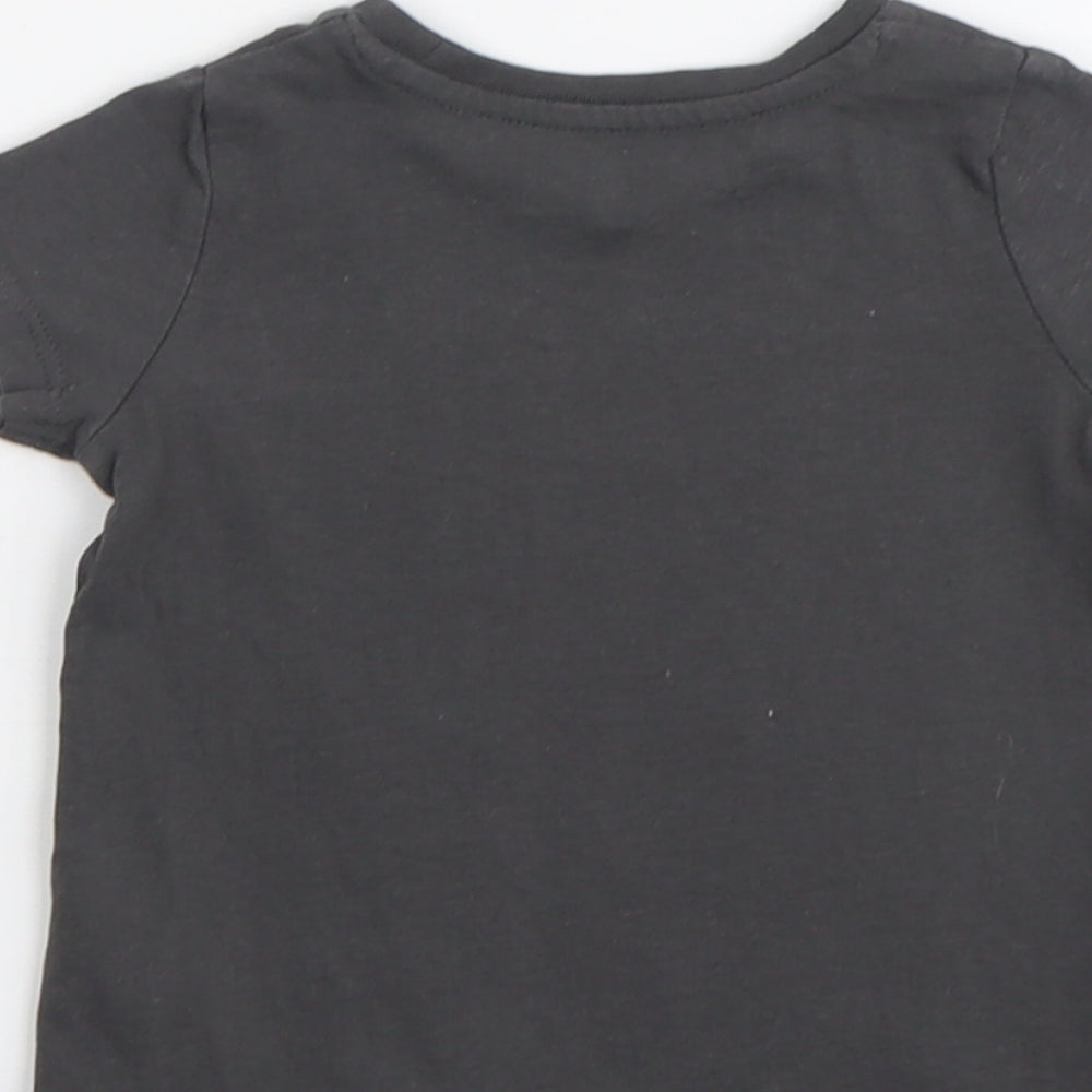 Nutmeg Girls Grey Cotton Basic T-Shirt Size 2 Years Round Neck Pullover - Grandad I'll Always Look Up To You