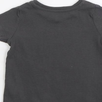 Nutmeg Girls Grey Cotton Basic T-Shirt Size 2 Years Round Neck Pullover - Grandad I'll Always Look Up To You
