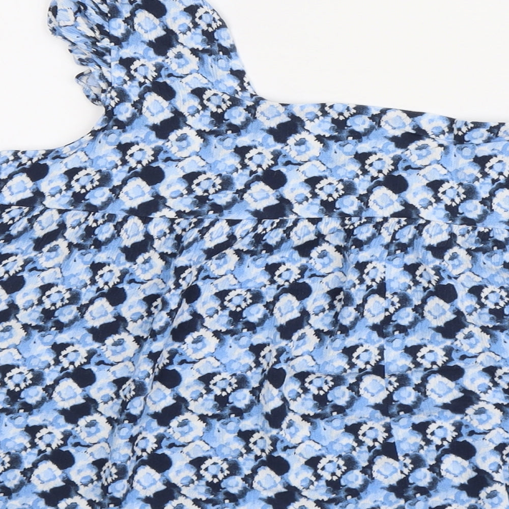 Papaya Womens Blue Geometric Polyester Cropped Tank Size 16 Square Neck