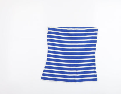 Papaya Womens Blue Striped Cotton Cropped Tank Size 12 Off the Shoulder