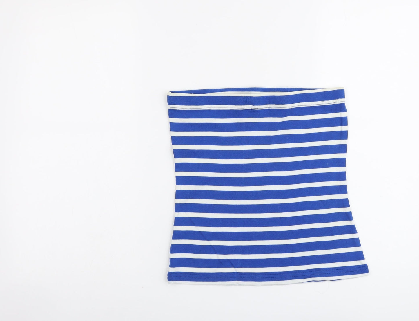 Papaya Womens Blue Striped Cotton Cropped Tank Size 12 Off the Shoulder