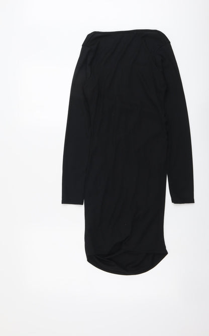 I SAW IT FIRST Womens Black Polyester Shift Size 12 V-Neck Pullover