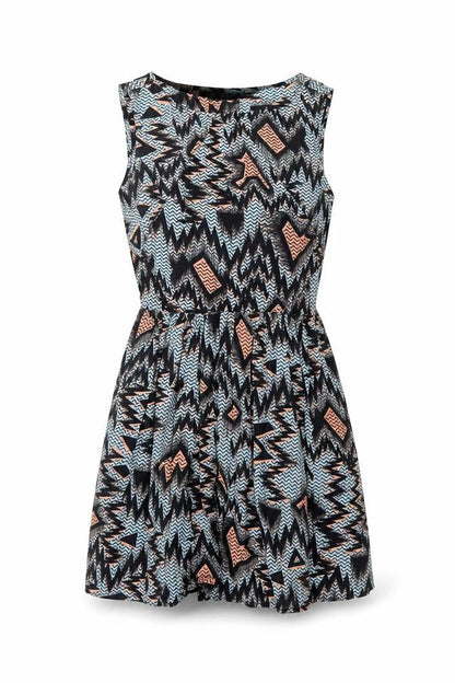 Topshop Womens Multicoloured Geometric Viscose A-Line Size 6 Round Neck Pullover