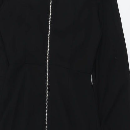 PRETTYLITTLETHING Womens Black Polyester Bodycon Size 6 V-Neck Zip