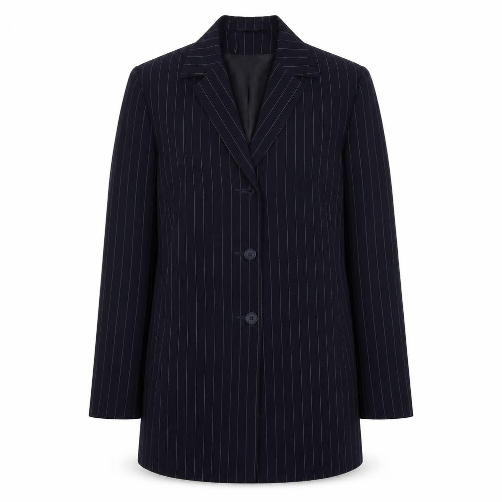 Dunnes Stores Womens Blue Pinstripe Polyester Jacket Blazer Size 12