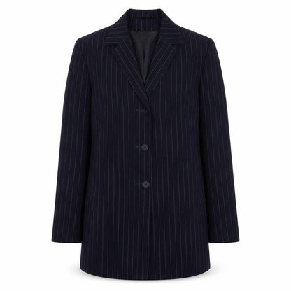 Dunnes Stores Womens Blue Pinstripe Polyester Jacket Blazer Size 12