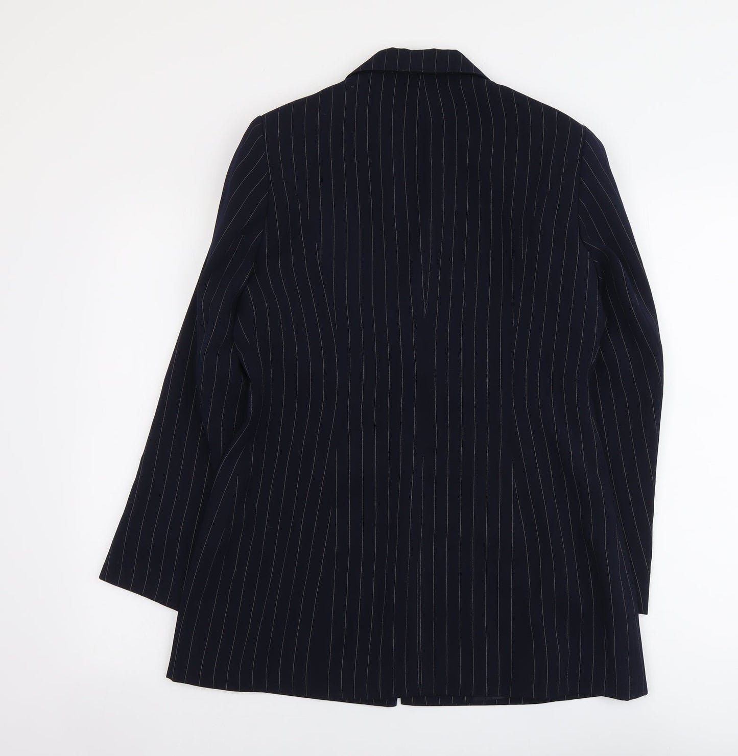 Dunnes Stores Womens Blue Pinstripe Polyester Jacket Blazer Size 12