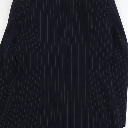 Dunnes Stores Womens Blue Pinstripe Polyester Jacket Blazer Size 12