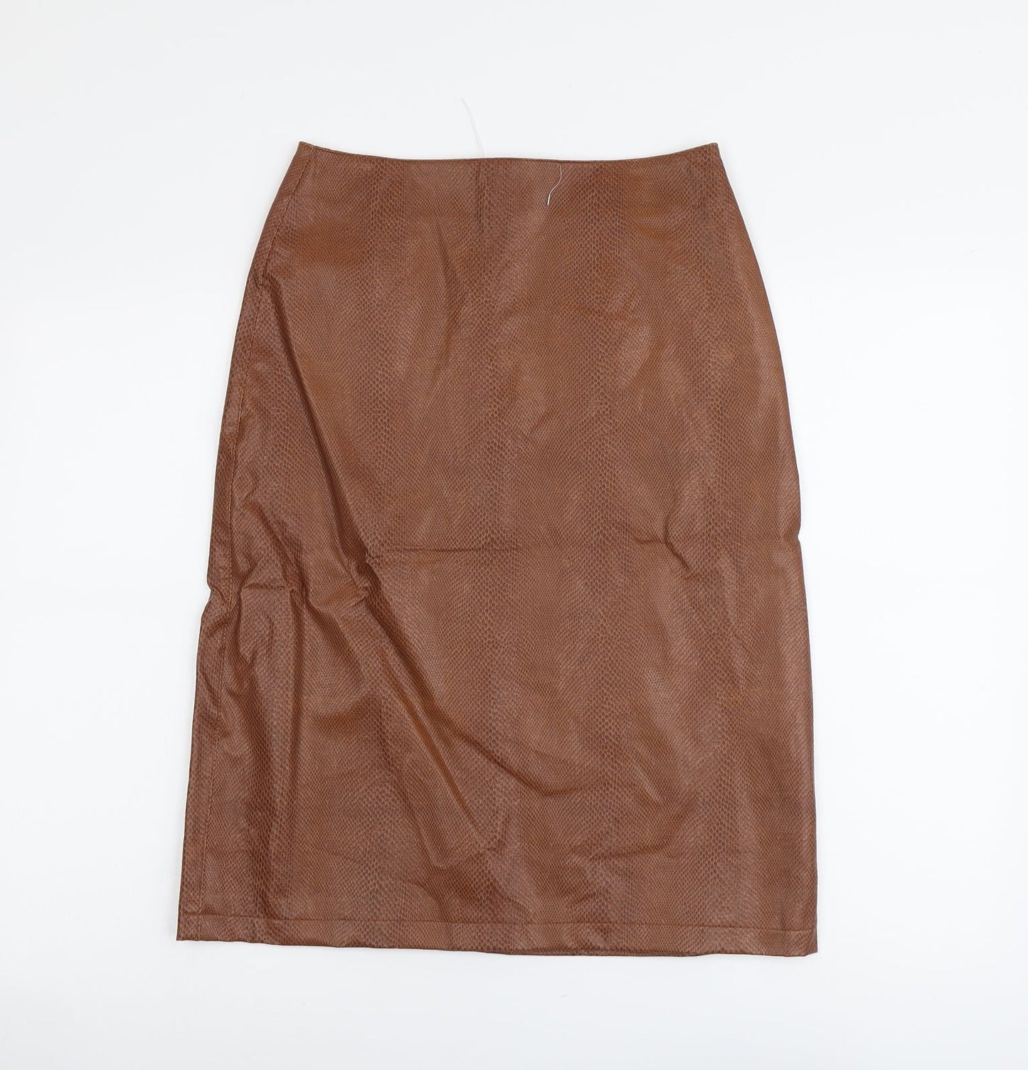 Pure Originals Womens Brown Animal Print Polyurethane A-Line Skirt Size 10 Zip - Snake Print