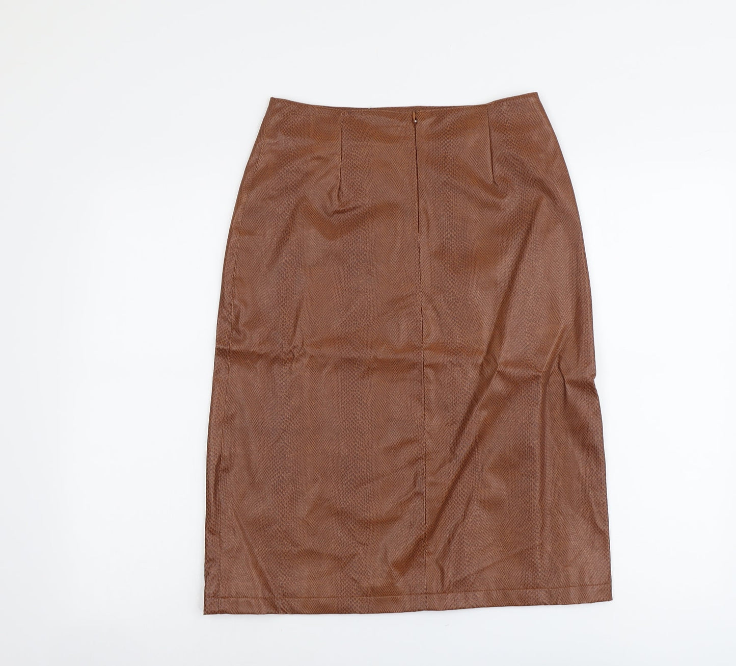 Pure Originals Womens Brown Animal Print Polyurethane A-Line Skirt Size 10 Zip - Snake Print