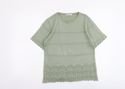 Berkertex Womens Green Round Neck Acrylic Pullover Jumper Size 10