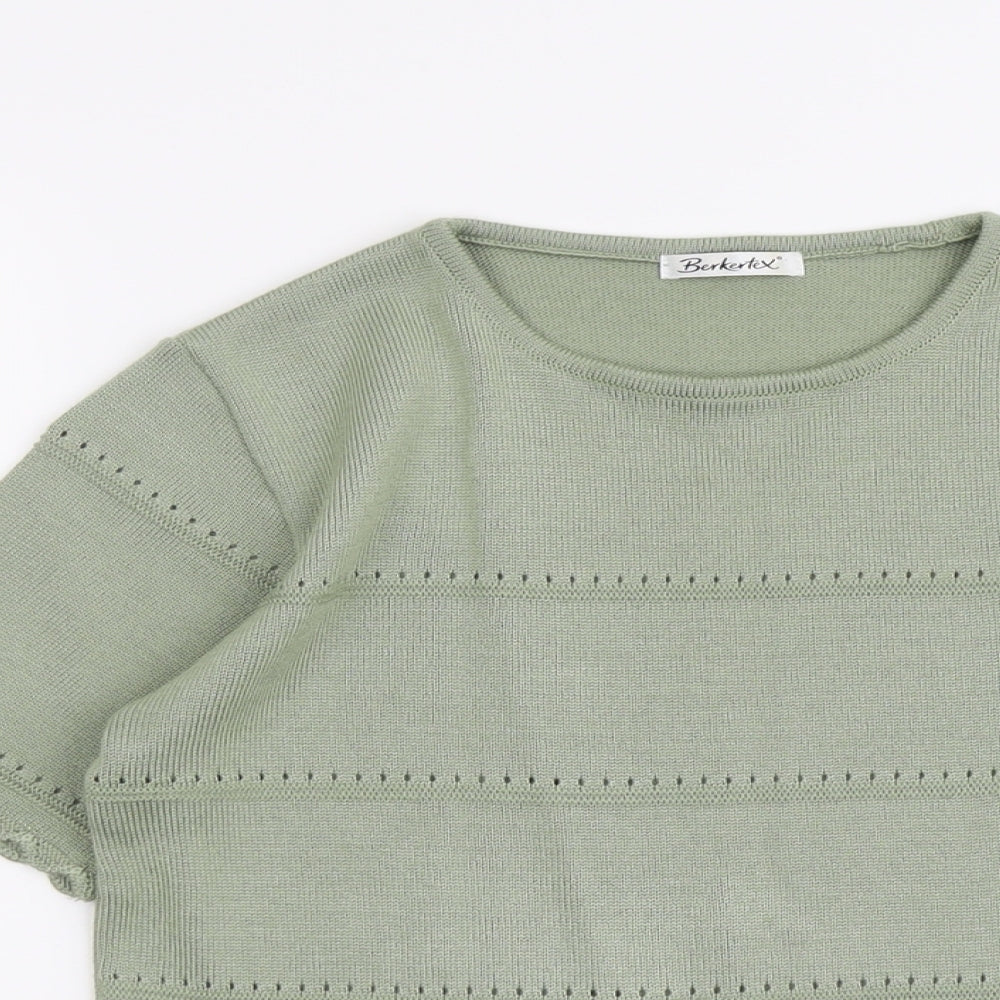 Berkertex Womens Green Round Neck Acrylic Pullover Jumper Size 10