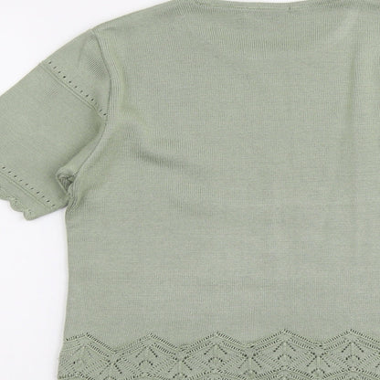 Berkertex Womens Green Round Neck Acrylic Pullover Jumper Size 10